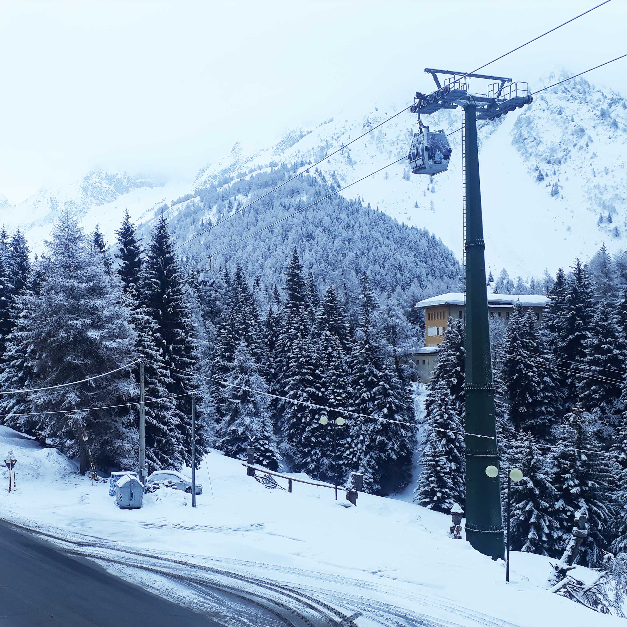 The view from the balcony at Hotel La Roccia in Passo Tonale, Italy